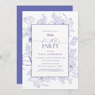 Invitación Elegante Lilac Lavender 50 cumpleaños Floral