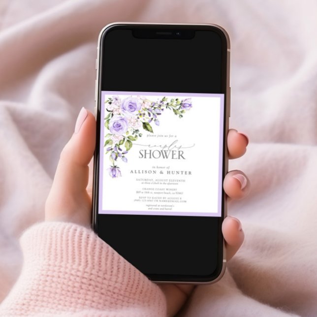 Invitación Elegante Lilac Lavender Ducha de Parejas Florales (Subido por el creador)