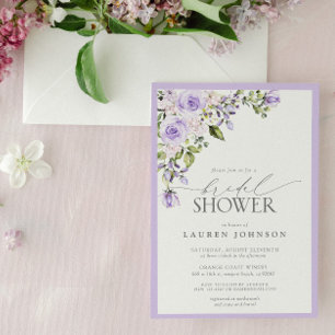 Invitación Elegante Lilac Lavender Floral Bridal Ducha