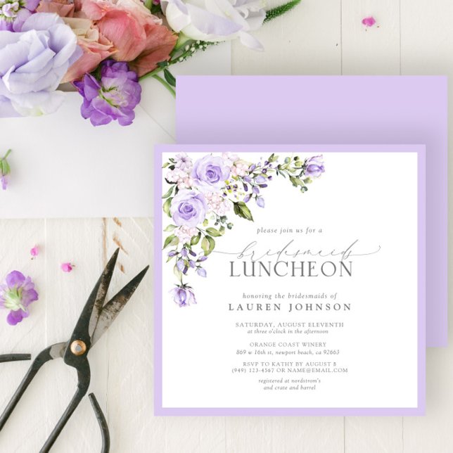 Invitación Elegante Lilac Lavender Floral Bridal Luncheon (Subido por el creador)