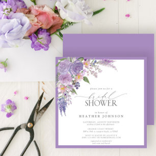Invitación Elegante Lilac Lavender Watercolor Bridal Ducha En