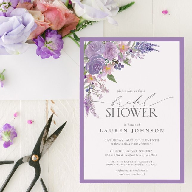 Invitación Elegante Lilac Lavender Watercolor Ducha Bridal (Bridal Shower Invitation!)