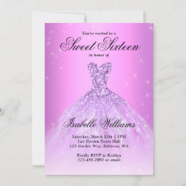 Invitación Elegante Lilac Morado Dulce Dieciséis cumpleaños