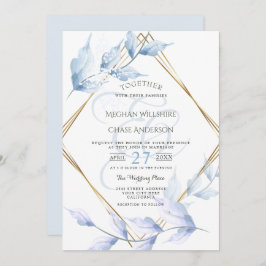Invitación Elegante Lilac mutado y filo azul turbio