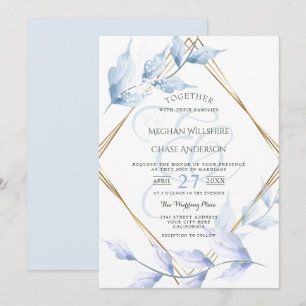 Invitación Elegante Lilac mutado y filo azul turbio