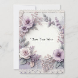 Invitación Elegante Lilac Pastel Floral y encaje francés