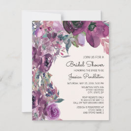 Invitación Elegante Lilac Plum Purple Floral Bridal Ducha