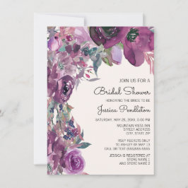 Invitación Elegante Lilac Plum Purple Floral Bridal Ducha