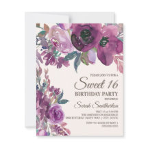 Elegante Lilac Plum Purple Floral Script Dulce 16