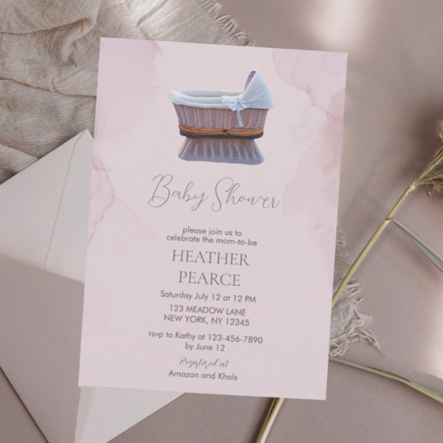 Invitación Elegante Lilac Vintage Bassinet Baby Shower (Subido por el creador)