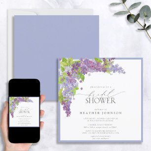 Invitación Elegante Lilac Watercolor Floral Bridal Shower