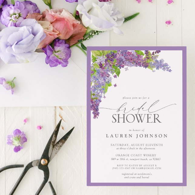 Invitación Elegante Lilac Watercolor Floral Bridal Shower (Bridal Shower Invitation!)