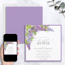 Invitación Elegante Lilac Watercolor Floral Bridal Shower Inv