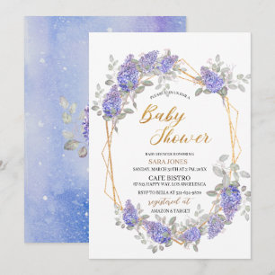 Invitación Elegante Lilac Watercolor Flores Baby Shower