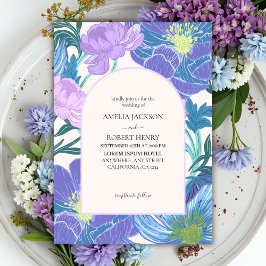 Invitación Elegante Lilac y Boda floral de color púrpura