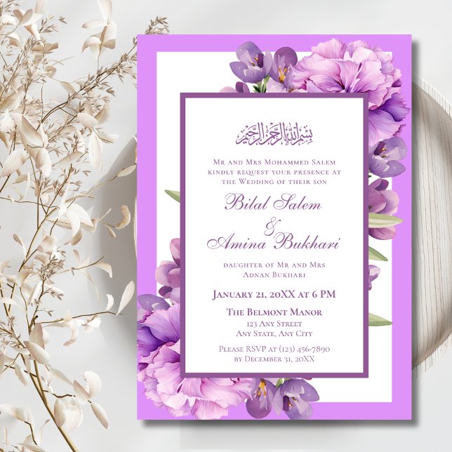 Invitación Elegante Lilac y Boda islámico morado claro (Subido por el creador)