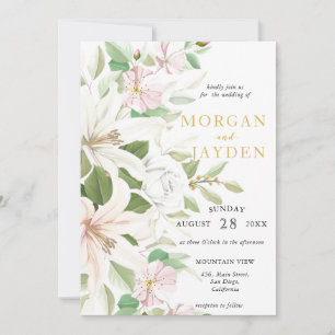 Invitación Elegante Lili Rosa   Rosa de marfil Boda floral