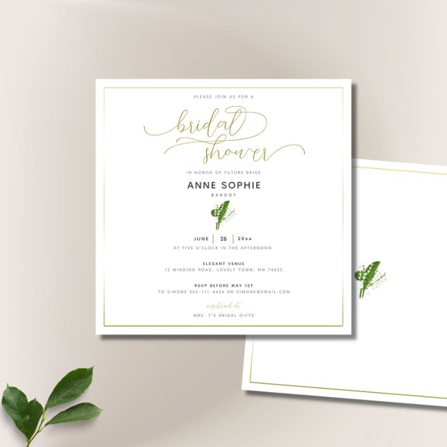 Invitación Elegante Lily de Valley Gold Calligraphy (Subido por el creador)