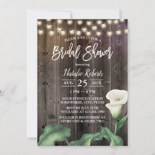 Invitación Elegante Lily Flor Rústica Barn Wood Bridal Ducha