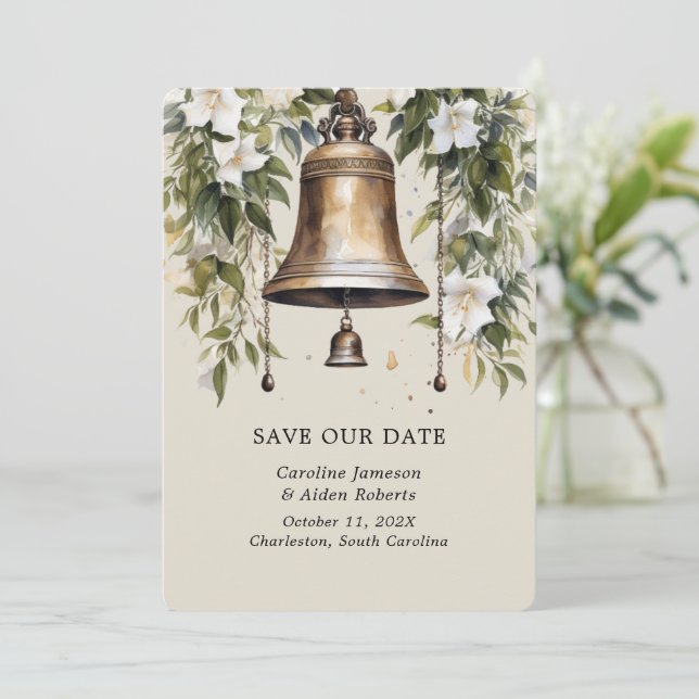 Invitación Elegante Lily Floral Wedding Save the Dates (Anverso de pie)