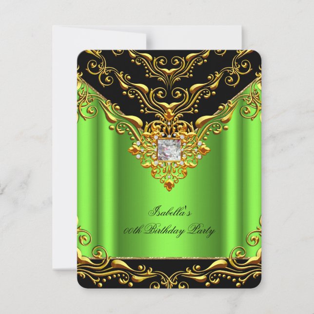 Invitación Elegante Lime Green Black en la fiesta de cumpleañ (Anverso)