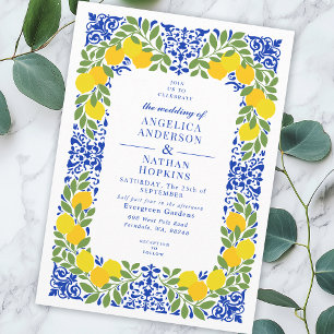 Invitación Elegante Limón Italia Grecia Boda Mediterránea