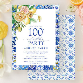Invitación Elegante limón mediterráneo 100 de la fiesta de cu