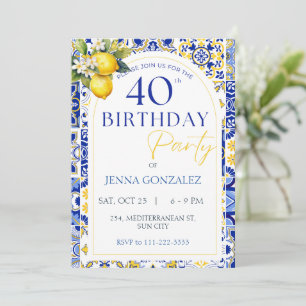 Invitación Elegante limón mediterráneo 40 cumpleaños