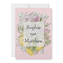 Elegante limón rústico geométrico verde rosa