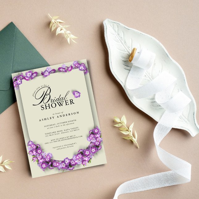 Invitación Elegante Lin Purple Lilac Arch Floral Bridal Showe (Subido por el creador)