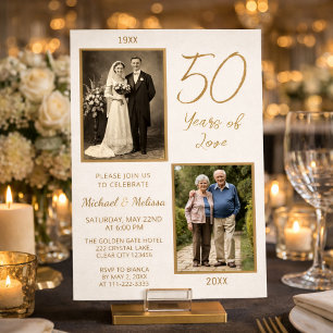 Invitación Elegante línea de tiempo fotográfica de años de am