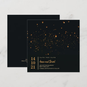 Invitación Elegante Linterna De Cielo De Fuego Salva La Fecha