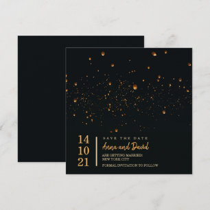 Invitación Elegante Linterna De Cielo De Fuego Salva La Fecha