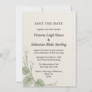 Invitación Elegante Lirio de Calla y Tropical Save 