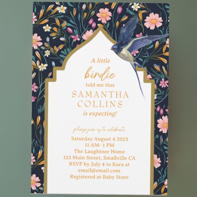 Invitación Elegante Little Bird Woodland Meadow Baby Shower (Subido por el creador)