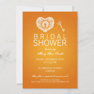 Invitación Elegante Llave De Ducha Bridal Para Mi Naranja Del