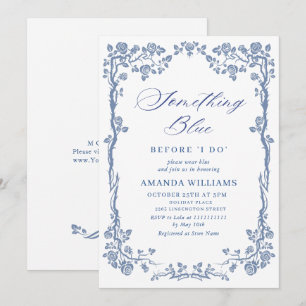 Invitación Elegante Lluvia Azul Francesa para DUCHA NUPCIAL
