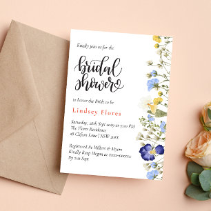 Invitación Elegante Lluvia de Agua Floral en Acuarela Blanca 