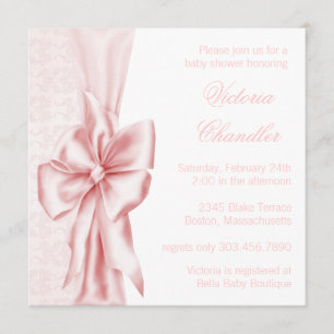 Invitación Elegante lluvia de bebé niña en rosa damasco