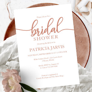 Invitación Elegante Lluvia de Boda de Caligrafía en Rosa Dora