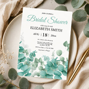 Invitación Elegante Lluvia de Boda de Eucalipto en Acuarela M