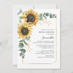 Invitación Elegante Lluvia de Boda de Girasoles en Acuarela