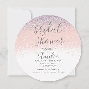 Invitación Elegante lluvia de boda Faux Ombré Glitter Rosa 