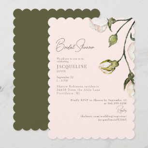 Invitación Elegante lluvia de boda floral con volantes en ros