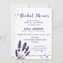 Invitación Elegante lluvia de boda floral de lavanda púrpura