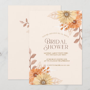 Invitación Elegante Lluvia de Boda Floral de Melocotón