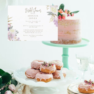 Invitación Elegante lluvia de boda floral rosa en acuarela