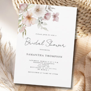 Invitación Elegante lluvia de boda floral rosa pálido