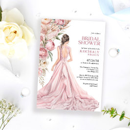 Invitación Elegante Lluvia de Boda Floral Rosas Rosadas Román