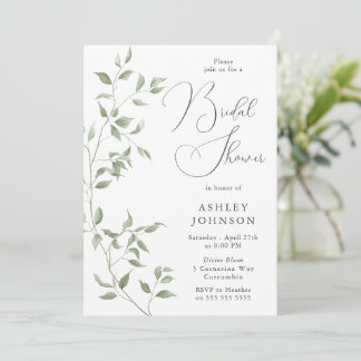 Invitación Elegante Lluvia de Boda Hojas Verdes Preciosas